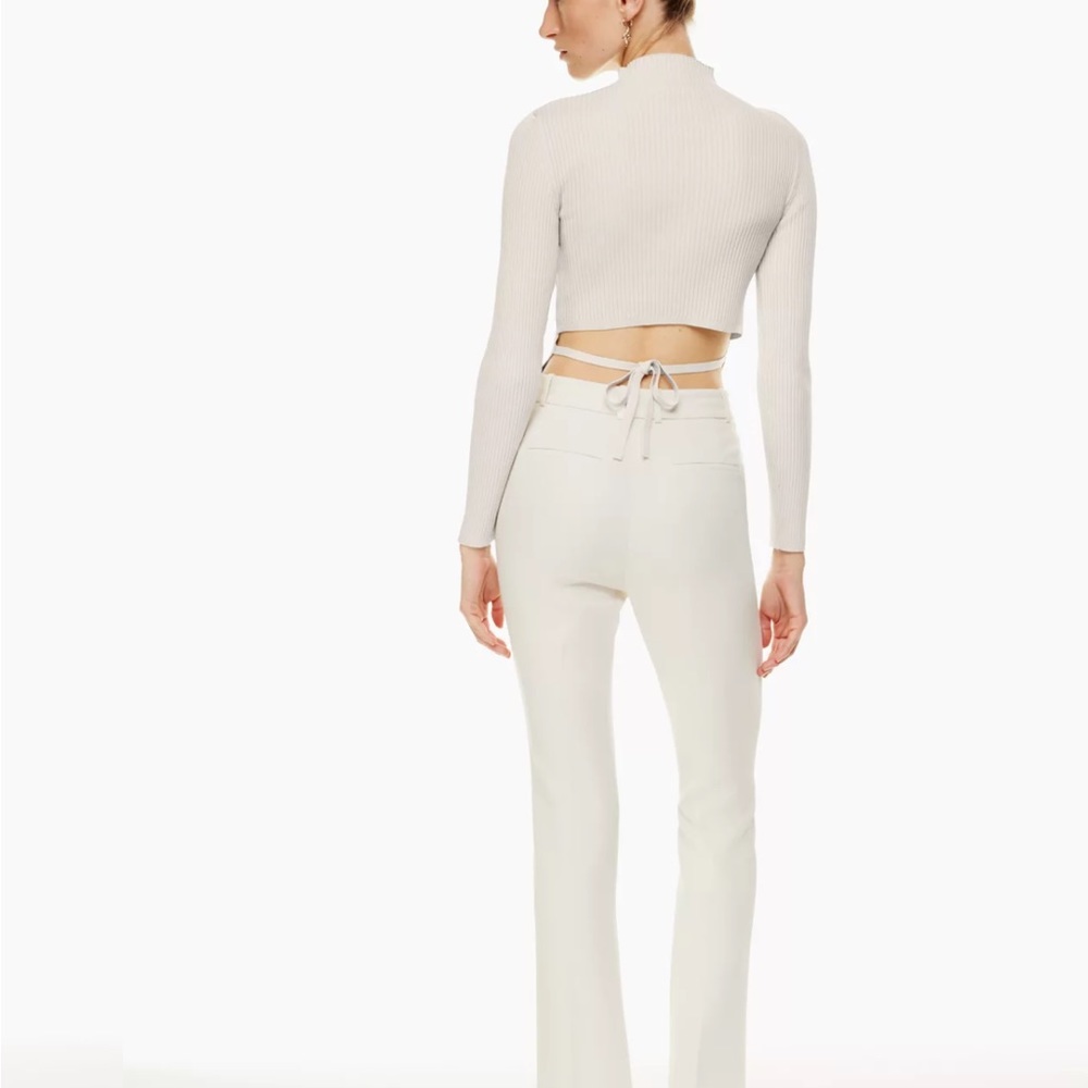 Grey Aritzia Babaton Sculpt Knit Tie-back Long Sleeve